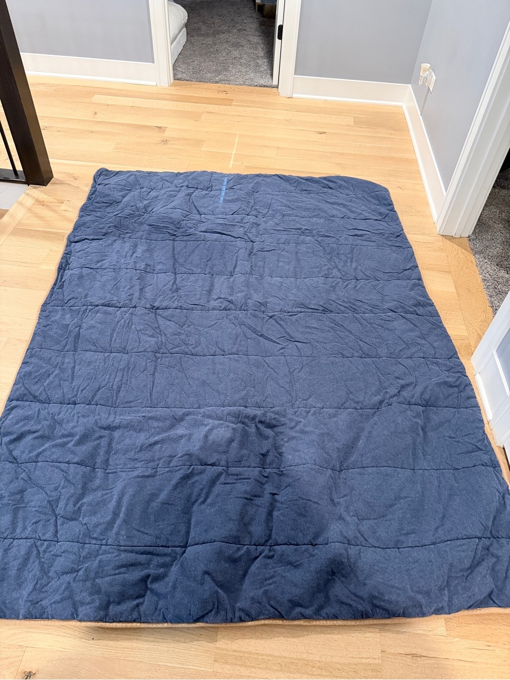 Navy Quilted Reversible Comforter - Twin - PB Dorm